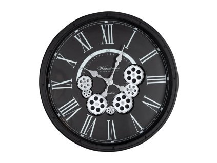 Retro nástěnné hodiny v černé barvě s římskými číslicemi