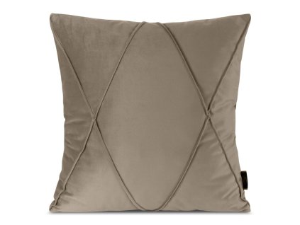 Sametový povlak na polštář NALA 1 s geometrickým prošíváním - béžový