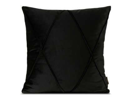 Sametové povlak na polštář NALA 1 s geometrickým prošíváním - černá
