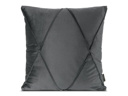 Sametový povlak na polštář NALA 1 s geometrickým prošíváním - ocelově šedý