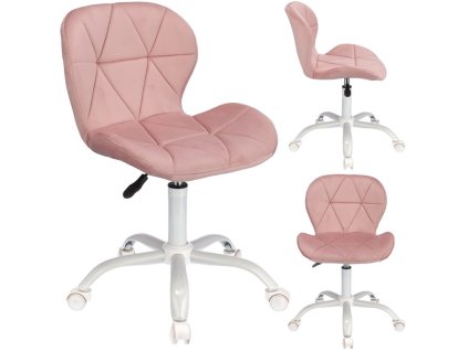 Sametová otočná židle ENDO - růžová