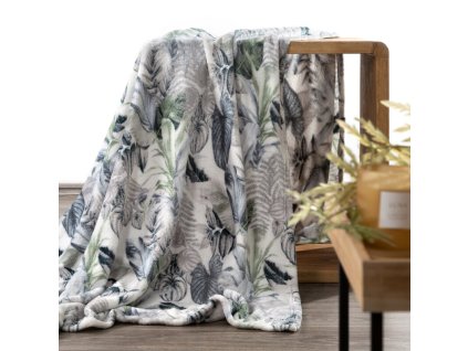 Deka DAVOS2 s rostlinným potiskem - zelená