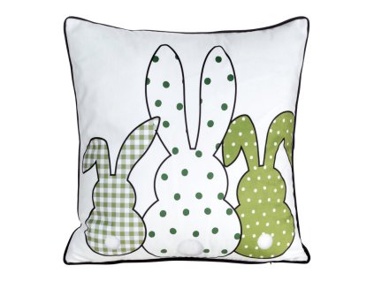Velikonoční povlak na polštář SPRING 3 zdobený potiskem zajíčků - bílý