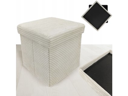 Plyšová skládací taburetka Lampas béžová