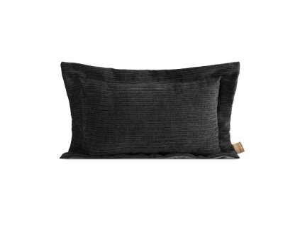 360896 obliecka na vankus zo zenilovej tkaniny eva minge elegant1 v ciernej farbe s jemnymi pruzkami