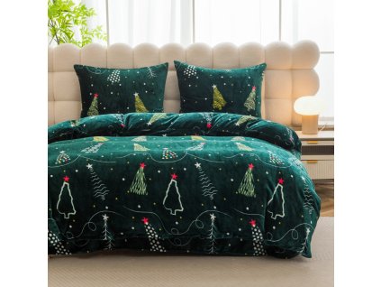 Mikroplyšové ložní povlečení PEKA 20 v zelené barvě