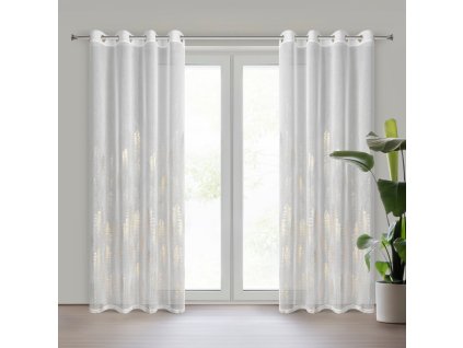 362963 biela vianocna zaclona s lesklou zlatou potlacou elsa 140x250cm