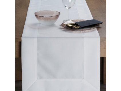 Elegantní běhoun na stůl LUCY s lemovkou v bílé barvě (Rozměr běhounu (šířka x délka) 40x140cm)
