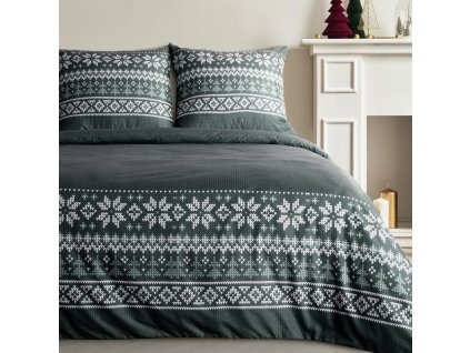 Vánoční ložní povlečení JEREMY v zelené barvě (Rozměr ložního povlečení Šířka x Délka: 140x200cm + 1ks 70x80 cm)