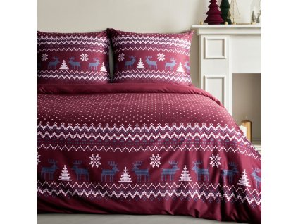 Vánoční ložní povlečení MATT v bordó barvě (Rozměr ložního povlečení Šířka x Délka: 140x200cm + 1ks 70x80 cm)