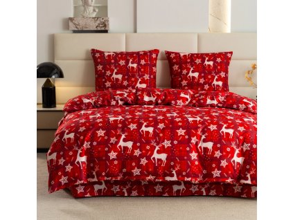Vánoční povlečení PGJ 35 v červené barvě s potiskem jelenků