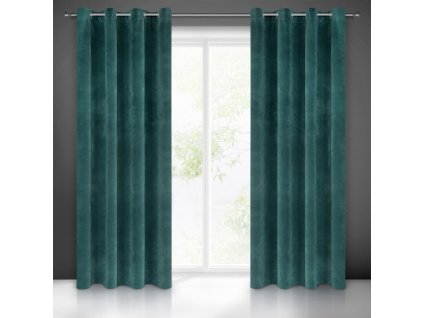 92674 zaves villa z exkluzivneho zamatu 140 x 250 cm v tmavotyrkysovej farbe dekoracne kolieska