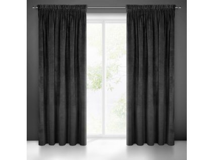 273034 zaves villa z exkluzivneho zamatu 140 x 270 cm v ciernej farbe riasiaca paska