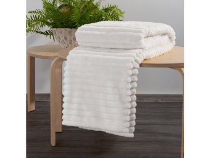 Deka SOFT s reliéfním vzorem a 3D efektem v bílé barvě (Rozměr deky 70x160cm)