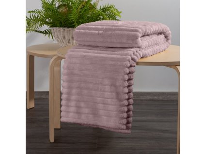 Deka SOFT s reliéfním vzorem a 3D efektem v pudrově růžové barvě (Rozměr deky 170x210cm)