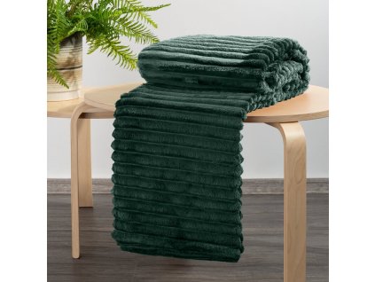 Deka SOFT s reliéfním vzorem a 3D efektem v tmavě zelené barvě (Rozměr deky 70x160cm)
