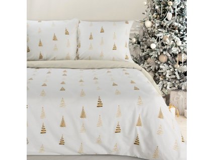 Vánoční bavlněné ložní povlečení GARLAND v bílé barvě (Rozměr ložního povlečení Šířka x Délka: 140x200cm + 1ks 70x80 cm)