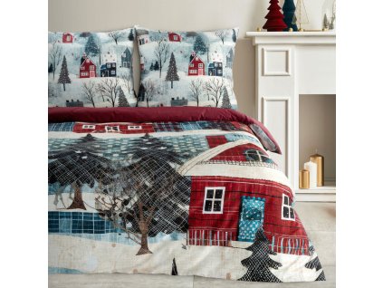 Vánoční ložní povlečení z bavlněného saténu NIKO (Rozměr ložního povlečení Šířka x Délka: 140x200cm + 1ks 70x80 cm)