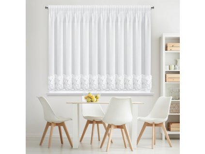 364985 hotova biela zaclona roses 8 na paske 400x160cm