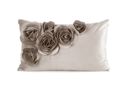 375422 obliecka na vankus s roses aplikaciou ruzi 30x50cm bezova