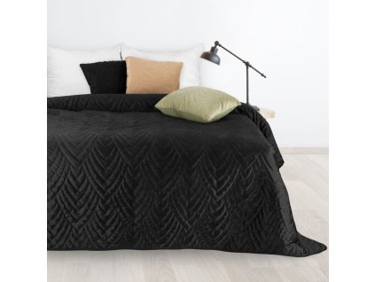 Sametový přehoz na postel LUIZ 6 v černé barvě (Rozměr přehozu (šířka x délka) 170x210cm)