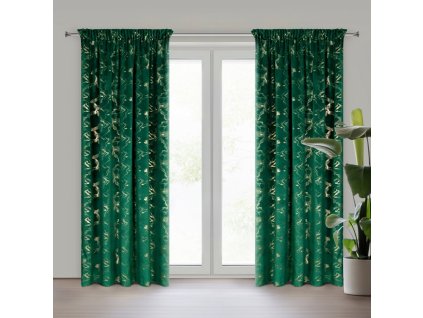 377136 zamatovy zaves raja na riasiacej paske 140 x 270 cm v tmavozelenej farbe