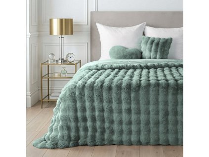 377334 hruba kozusinova deka lily s 3d efektom salviovozelena