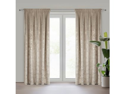 377358 zamatovy zaves raja na riasiacej paske 140 x 270 cm v bezovej farbe