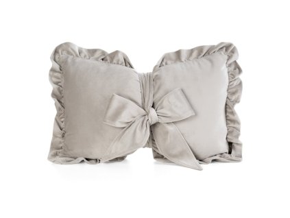 378021 dekoracny zamatovy vankus v tvare masle s volanikom v bezovej farbe