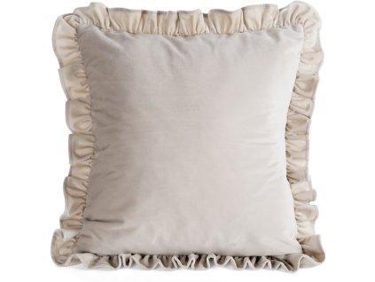 377967 zamatova obliecka na vankus s volanmi brenda 45x45cm bezova