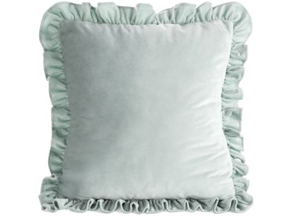 377976 zamatova obliecka na vankus s volanmi brenda 45x45cm salviovozelena