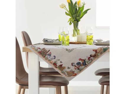 377742 gobelinovy obrus na stol s kohutikom 100 x 100 cm
