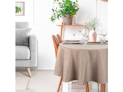 378447 okruhly vodeodolny obrus kate v bezovej farbe priemer 150 cm
