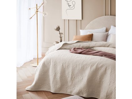 Elegantní přehoz na postel LEILA v krémové barvě