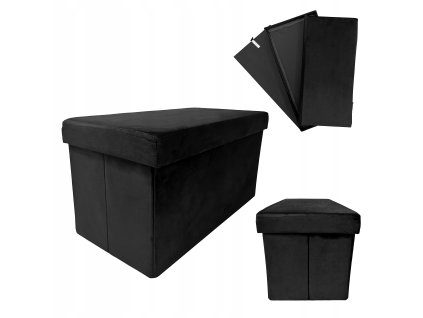 Sametová skládací taburetka Velvet Duo černá