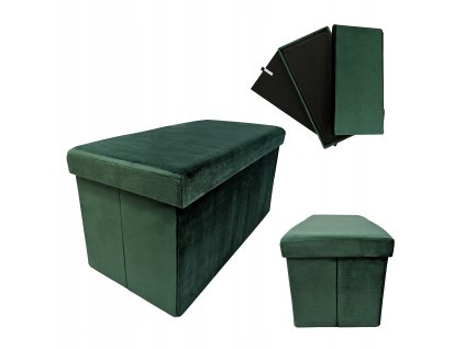Sametová skládací taburetka Velvet Duo tmavě zelená