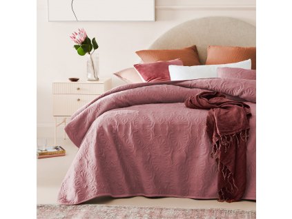 Elegantní přehoz na postel LEILA ve starorůžové barvě