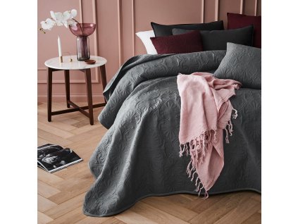 Elegantní přehoz na postel LEILA v tmavě šedé barvě