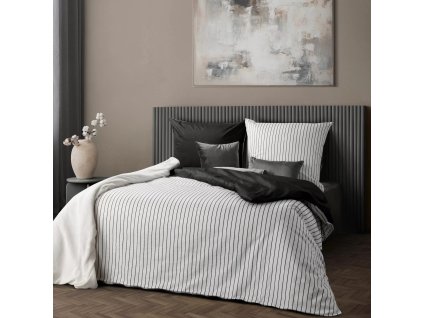 Saténové ložní povlečení RÁJE bílo černé