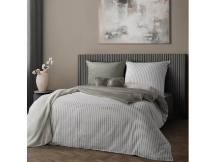 Saténové ložní povlečení RÁJE bílo šedé
