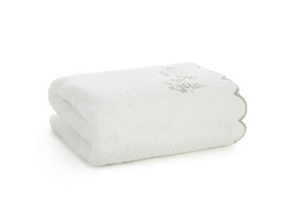 Bavlněný ručník ELARA s výšivkou - měkký, savý a odolný v krémové barvě (Rozměr ručníku 30x50cm)