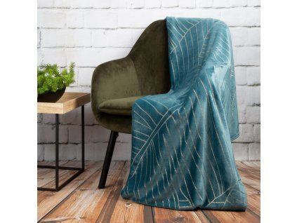 405848 flanelova deka luna 150x200cm tyrkysova