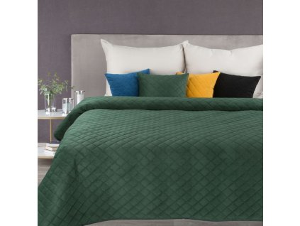 Luxusní přehoz na postel MILO v tmavě zelené barvě