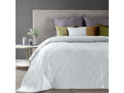 Luxusní sametový přehoz na postel ARIEL3 v bílé barvě