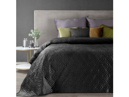 Luxusní sametový přehoz na postel ARIEL3 v černé barvě