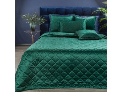 Luxusní sametový přehoz na postel KRISTIN1 v tmavě zelené barvě