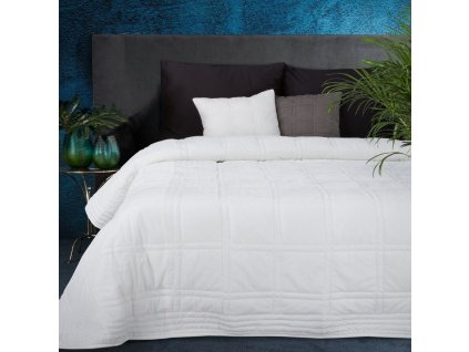 Luxusní sametový přehoz na postel KRISTIN2 v bílé barvě