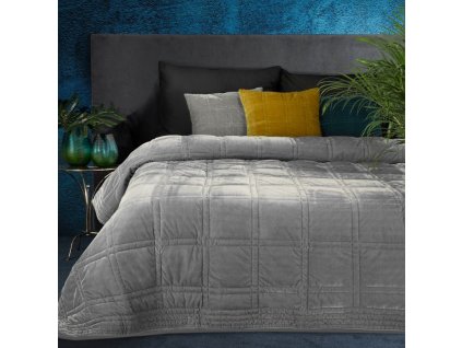 Luxusní sametový přehoz na postel KRISTIN2 ve stříbrné barvě