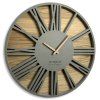 9607 4 moderne drevene hodiny eko loft roman 50cm sive