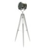 Podlahová lampa TRIPOD na bílé trojnožce s chromovaným stínítkem 153cm